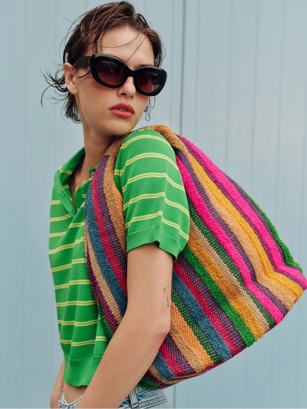 New Zara Multicolor Jute Bag Tote - Picture 4 of 4